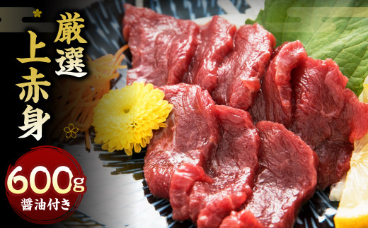 厳選上赤身 600g ブロック 熊本 肥育 醤油 薬味 付き 馬肉 【B-59】