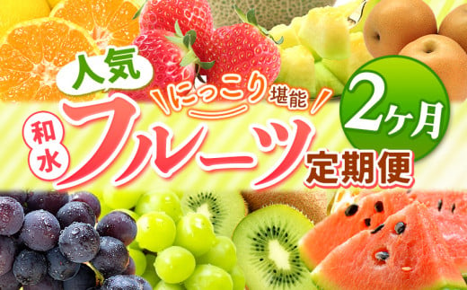 【 定期便 2回 】 ニッコリ 堪能 ！ 人気 フルーツ ご家庭用  熊本県なごみ町 | 熊本県 熊本 くまもと 和水町 なごみ フルーツ 果物 いちご みかん 不知火 スイカ メロン イエローキング 肥後グリーン キウイ ぶどう シャインマスカット 梨 柿 厳選 旬 定期 定期便