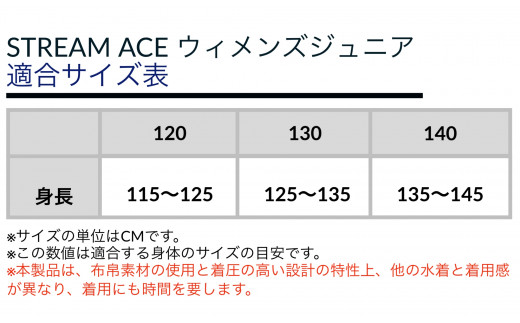 ミズノ　⑫競泳レース水着STREAM ACE（ウィメンズハーフスーツジュニアサイズ）ネイビー×ライトブルー　サイズ：１２０（ジュニア）