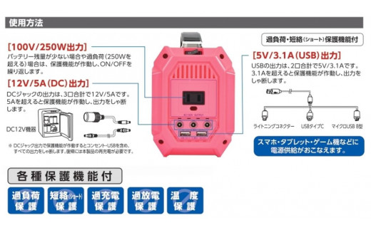 ポータブル電源ピンバン｜250W 100V 正弦波インバーター アウトドア 車中泊 DIY キャンプ ソロキャンプ BBQ 屋外作業 熱中症対策 防災 災害 防災対策 ポータブル 持ち運び 工事不要 太陽光発電 ソーラー [0810]