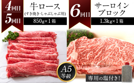 鞍手町 ふるの牛 頒布会 計5kg以上 全6回《お申込み月の翌月から出荷開始》ふるの牛 サーロインステーキ 特選焼き肉用 ロース カルビ すき焼き しゃぶしゃぶ ロース サーロインブロック 焼肉 焼肉用 定期便 頒布会 3ヶ月定期便