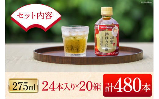 お茶 ペットボトル 加賀 棒ほうじ茶 275ml 24本 20箱 計480本 [油谷製茶 石川県 宝達志水町 38600783] ほうじ茶 おちゃ 茶 ちゃ ２４本 200ml 以上 飲料 ドリンク ソフトドリンク 常温 保存 備蓄 常備品 災害 非常用