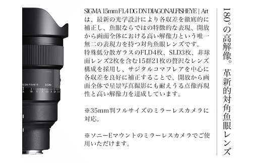 SIGMA 15mm F1.4 DG DN DIAGONAL FISHEYE Art（ソニーEマウント用）