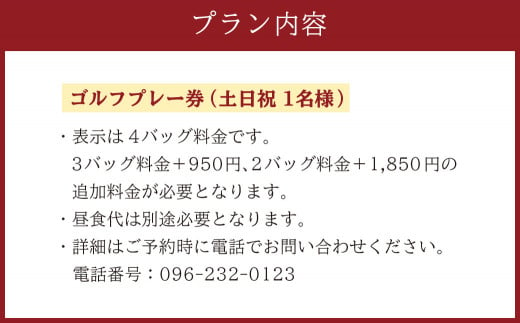 土日祝 1名様 ゴルフ プレー券 （キャディ付） コース