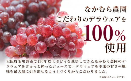 デラウェア ジュース 720ml 6本 有限会社なかむら農園《30日以内に出荷予定(土日祝除く)》大阪府 羽曳野市 ジュース 飲料品 ドリンク ぶどう ブドウ 葡萄 送料無料