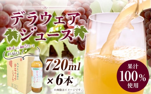 デラウェア ジュース 720ml 6本 有限会社なかむら農園《30日以内に出荷予定(土日祝除く)》大阪府 羽曳野市 ジュース 飲料品 ドリンク ぶどう ブドウ 葡萄 送料無料