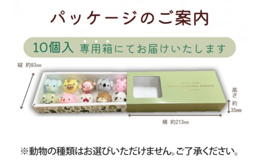お菓子処ひろせ 動物まんじゅう10個入り【饅頭 こし餡 どうぶつ かわいい スイーツ 和菓子 セット 専用箱入り お土産 プレゼント 水戸市 茨城県】（CL-7)