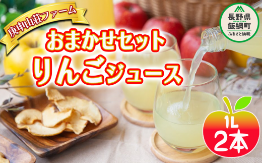 りんごジュース1000ml × 2本 庚申山荘ファーム 沖縄県への配送不可  飲料  ジュース りんご ふじ 王林 ｼﾅﾉｽｲｰﾄ 信州 9000円 農家直送 長野県 飯綱町 [1792]