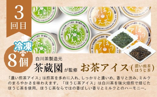 東白川村 スイーツ定期便 全3回 お菓子 スイーツ 東白茶寮 プリン 煎茶プリン ほうじ茶プリン ロイヤルミルクティー カスタードプリン つちのこ焼き たい焼き アイス 抹茶アイス 贈り物 美濃白川茶 煎茶 ほうじ茶 お茶 日本茶 緑茶 和スイーツ 贅沢 食べ比べ 20000円