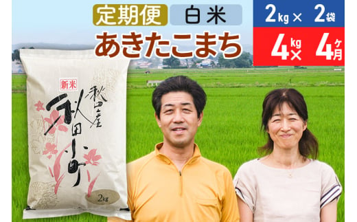 《定期便4ヶ月》令和6年産 あきたこまち特別栽培米4kg（2kg×2袋）×4回 計16kg【白米】秋田県産あきたこまち 4か月 4ヵ月 4カ月 4ケ月 秋田こまち お米 秋田