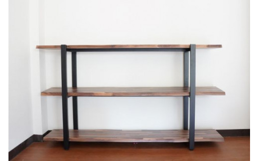 【棚受IRON】BLACK　WALNUT　SHELF（3段棚）