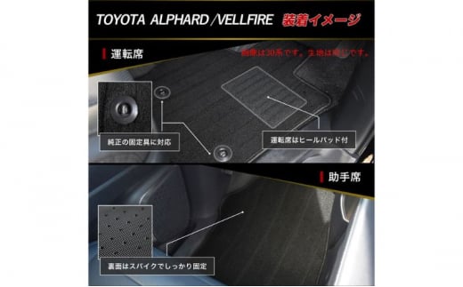 新型 2023 40系 45系 アルファード ヴェルファイア専用フロアマット フロアマット1台分+ラゲッジマット+エントランスマット　選択 (ビス留め / マジックテープ留め)  フロアマット フロアーマット ガソリン ハイブリッド カーペットマット【マジックテープ留め】 [№5743-7189]0523