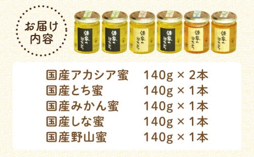 【お歳暮対象】三次はちみつ園 蜂家5種6本セット  蜂蜜 ハチミツ お取り寄せ グルメ 三次市/Beemonte[APCB002]