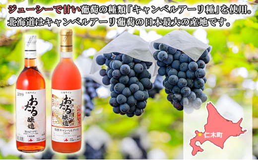 無地熨斗 北海道 おたるロゼワイン キャンベルアーリ 2本 飲み比べ おたる醸造 甘口 仁木町 720ml のし 贈答 プレゼント gift お中元 お歳暮 酒 家飲み 記念日 誕生日 生葡萄酒 ご当地ワイン