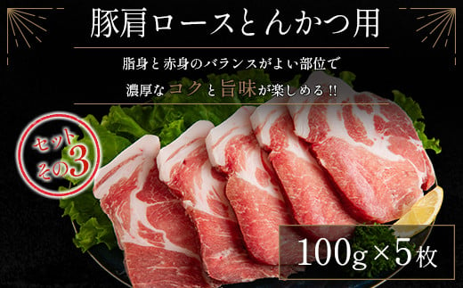 宮崎県産豚 とんかつ用 3種 食べ比べ セット 合計1.5kg 国産 肉 豚肉 ご飯 お弁当【A299-24-30】