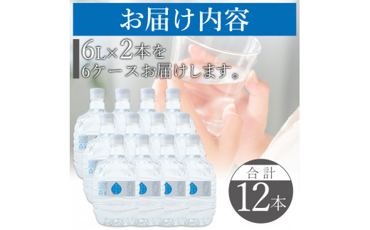 四国カルスト天然水ぞっこん（6L×2本）×6ケース　計12本