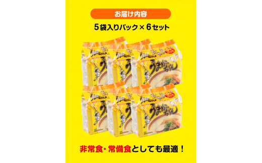 うまかっちゃん 30食セット （5個入りパック×6セット）豚骨 とんこつ ラーメン《30日以内に出荷予定(土日祝除く)》 インスタントラーメン ちぢれ麺 常備食 非常食