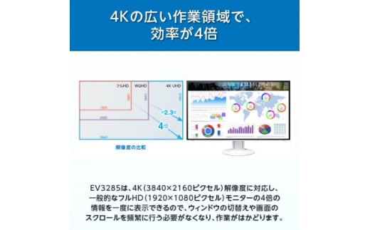  EIZO 31.5型 4K 液晶モニター FlexScan EV3285 ブラック _ 液晶 モニター パソコン pcモニター ゲーミングモニター USB Type-C【1242331】