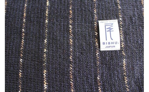 [15-22] Owarishima(尾張縞)ストール　黒/紺ストライプ