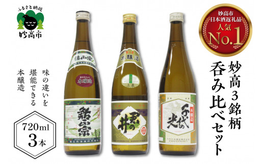 新潟県妙高3銘柄のお酒呑み比べセット(720ml×3本)