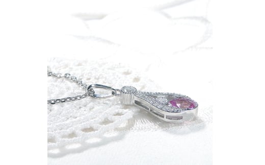 ペンダント ネックレス PT900 プラチナ 0.17ct ダイヤモンド ピンク