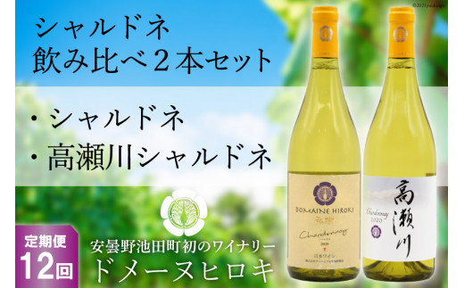 【12回定期便】シャルドネ飲み比べセット 750ml×2本【白ワイン】＜ヴィニョブル安曇野 DOMAINE HIROKI＞【長野県池田町】