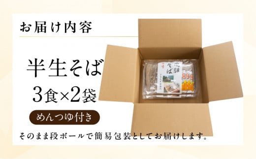 【訳あり】簡易包装 半生そば 3食×2パック めんつゆ付き 6食セット【丸中製麺所】 自家製麺 飛騨 下呂市 蕎麦 そば ざるそば かけ蕎麦 ざる蕎麦 生蕎麦