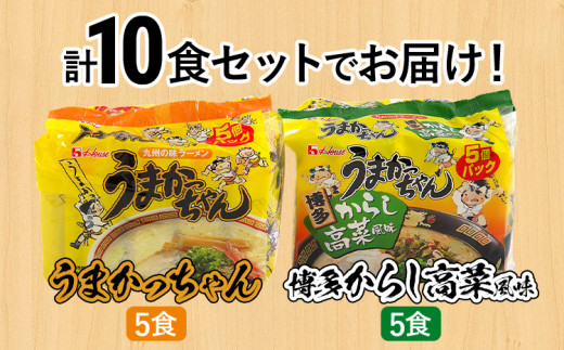 豚骨ラーメン うまかっちゃん（5食）、博多からし高菜風味（5食） 計10食セット お取り寄せグルメ お取り寄せ 福岡 お土産 九州 福岡土産 取り寄せ グルメ 福岡県