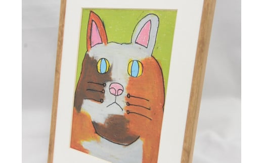 【障がい者アート】スズキタカヒロ作「みけのねこ」ミニ絵画010-008