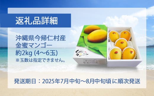 黄金(くがに)マンゴー「金蜜」(2kg) 【2025年７月中旬～８月中旬頃配送】 生産者直送