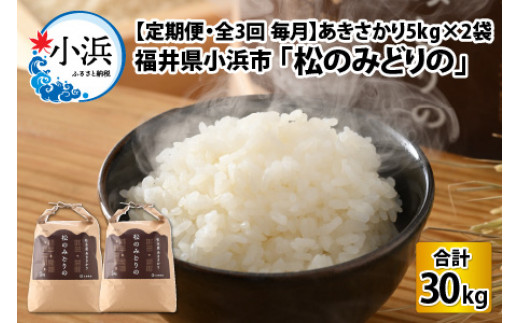 【定期便】 【3ヶ月連続お届け】 あきさかり 5kg×2袋 令和6年産新米 「松のみどりの」