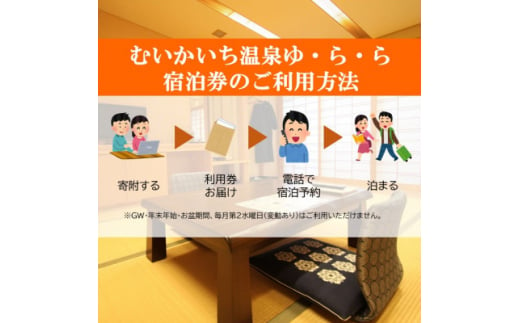 むいかいち温泉ゆ・ら・ら　1泊2食付き(お手頃会席)ペア宿泊券【1529347】