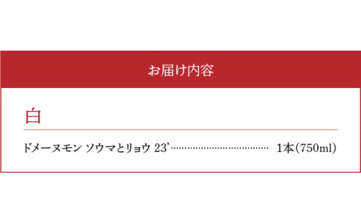 【余市町感謝祭2024】lot62　ドメーヌモン「ソウマとリョウ 2023」ワイン