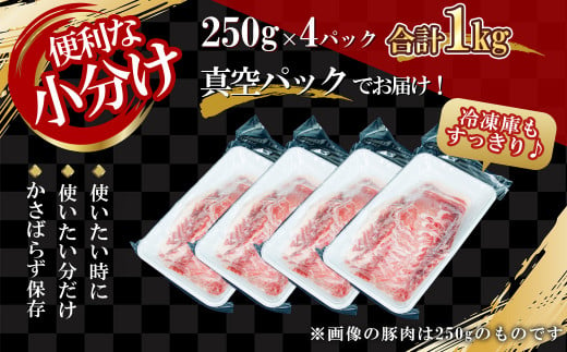 【農場直送】真空パック　北海道産　北島ワインポーク　しゃぶしゃぶ用ロース 1kg 【小分け】