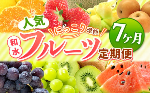 【 定期便 7回 】 ニッコリ 堪能 ！ 人気 フルーツ ご家庭用  熊本県なごみ町 | 熊本県 熊本 くまもと 和水町 なごみ フルーツ 果物 いちご みかん 不知火 スイカ メロン イエローキング 肥後グリーン キウイ ぶどう シャインマスカット 梨 柿 厳選 旬 定期 定期便