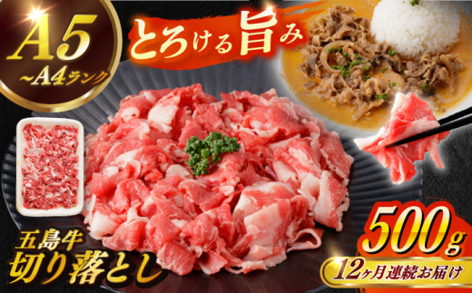 【全12回定期便】五島牛 切り落とし 約500g / 牛肉 和牛 長崎和牛