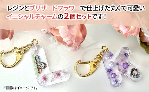 [№5695-1553]ハンドメイド イニシャルチャーム 2個セット おしまちゃん入り