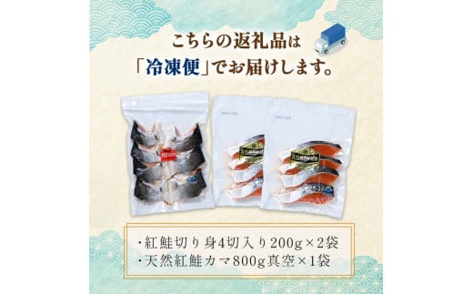 紅さけ切身、カマのセット サケ しゃけ 鮭 魚 ご飯のお供 お弁当 おかず 北海道 海産物 F4F-2592