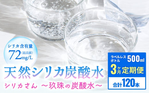 [３ヶ月 定期便]天然シリカ炭酸水 シリカさん～玖珠の炭酸水～　500ml × 40本