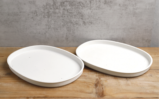 有田焼 terra Oval Plate natural ペア 【ヤマト陶磁器】2枚 オーバルプレート 皿 楕円皿 ワンプレート ホワイト 白 セット A25-286