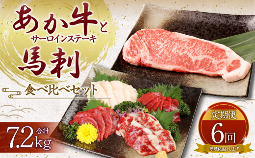 あか牛 サーロイン肉 1kg (5枚～6枚) 馬刺し 200g ( 赤身 100g 霜降り 50g たてがみ 50g )