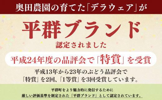 平群ブランド デラウェア 2kg （9~13房入り）| フルーツ 果物 くだもの ぶどう ブドウ 葡萄 デラ ウェア 奈良県 平群町