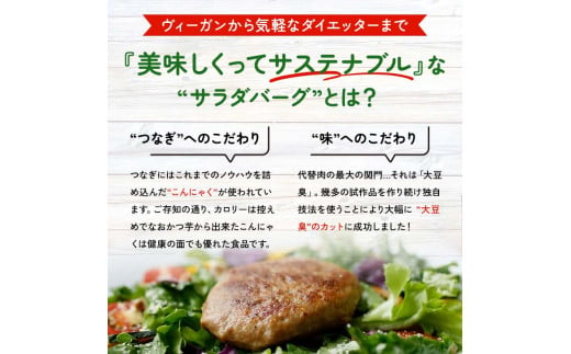 【原料は100％植物由来】こんにゃくと大豆で作ったサラダバーグ90g×10個 ダイエット こんにゃく 蒟蒻 大豆 おから 食物繊維 美肌 糖質制限 ローカロリー 糖質カット 100％プラントベース (ビーガン対応) F21K-161