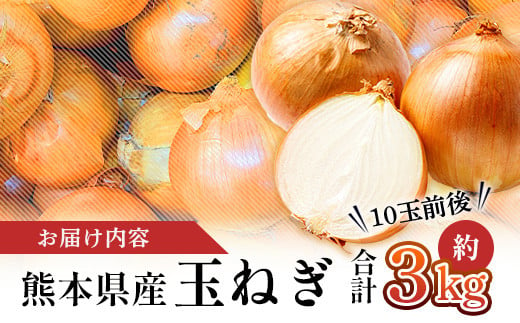 【先行予約】熊本県産 玉ねぎ 3kg (10玉前後) ≪2025年4月下旬から順次発送≫ 玉葱 野菜 数量限定 JAS たまねぎ オニオン 甘い サラダ ハンバーグ 肉じゃが カレー 065-0635