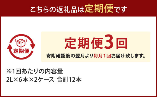 【3ヶ月定期便】い・ろ・は・す(いろはす)阿蘇の天然水 2Lペットボトル×6本(２ケース)