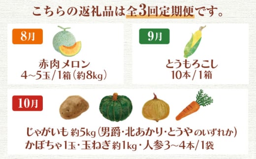  メロン とうもろこし じゃがいも かぼちゃ 夏野菜 秋野菜 季節の野菜 