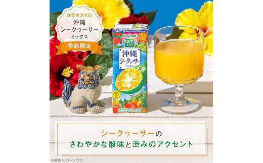 カゴメ 野菜生活100 沖縄シークヮーサーミックス 195ml×24本 紙パック 期間限定 季節限定 砂糖不使用 甘味料不使用 1日分のビタミンC 健康志向 ジュース 野菜 果実ミックスジュース 果汁飲料 飲料類 ドリンク 野菜ドリンク [お届け:2024年4月下旬～6月下旬]