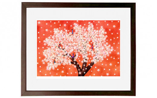 相根良孝 ピエゾグラフ 絵画「桜」 額装サイズ526mmx412mm 額縁付き アート インテリア 現代版画 出産祝い 進学祝い 成人祝い 就職祝い 退職記念 結婚祝い 結婚記念のお祝い お誕生日 長寿のお祝い 新築祝い 開業のお祝い 絵画 版画 綾部 京都