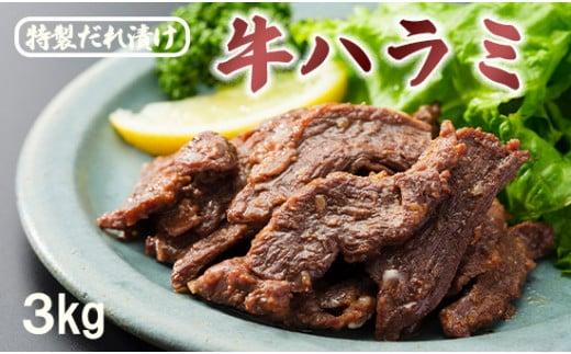 牛ハラミ 特製 タレ漬け 3kg 牛肉 牛 ハラミ  肉 味付 焼肉 焼き肉 冷凍 小分け 真空パック 簡単 調理 料理 カット 大人数用 熨斗 贈答 ギフト