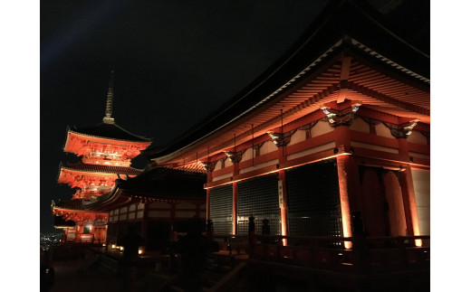 僧侶の方による解説付き！ 清水寺夜間特別拝観内覧会　御招待（11月）＋高僧の揮毫色紙 ※寄附金は文化財保護に使途を限定しています。